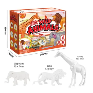 Color Art Diy Model Drawing Painting Kit Animal Drawing Toy Elephant Giraffe Lion Painting Animal Kit
