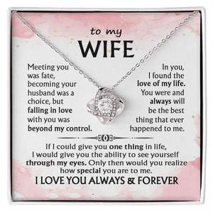 Collier avec pendentif nœud d'amour en acier inoxydable pour ma femme, avec carte de texte personnalisée - Cadeau romantique pour la Saint-Valentin de la part de mon mari - Product Image 2