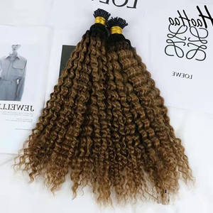 Extensiones de Cabello Humano Rizado Kinky I-Tip Mircrolinks 3B 3C, Cabello Virgen Indio con Cuentas I-Tip, Trama de Cabello Humano Natural - Product Image 1