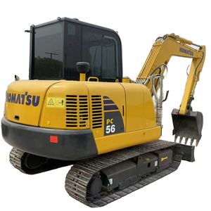 Mini-excavatrice sur chenilles Komatsu PC56 d'occasion, 5,6 tonnes, d'origine japonaise, hydraulique, pour travaux de construction. - Product Image 1