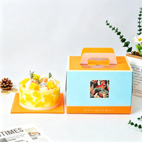 Boîte à gâteau en papier recyclable personnalisée en gros avec fenêtre et poignée, emballage de gâteau d'anniversaire avec logo personnalisé
