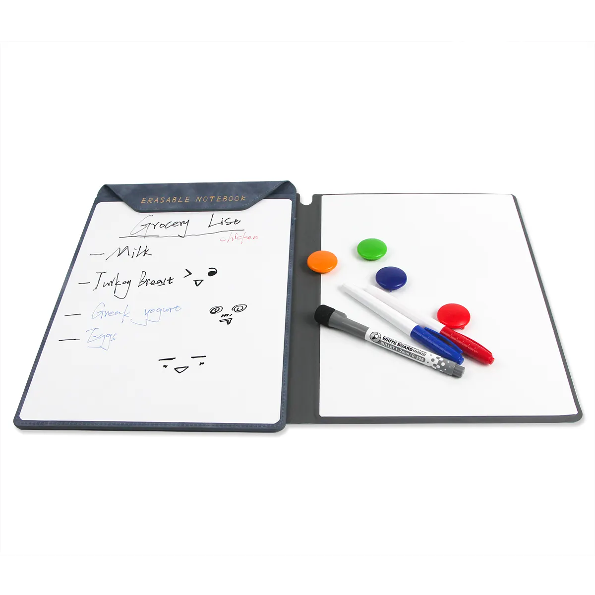 بسعر الجملة دفتر A4 ذكي قابل للمسح مع قلم قابل للمسح قابل لإعادة الاستخدام مغناطيس ورق أليف ملزم PU لوح مخطط