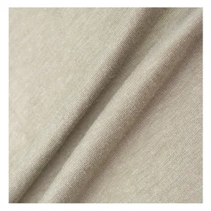 Grosir 195GSM 28% rami 67% katun organik 5% spandeks rajutan elastis tunggal Jersey T Shirt kain untuk pakaian