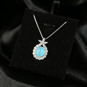 Collier en chalcédoine blanche naturelle de qualité supérieure pour femme, avec agate verte ovale, design de niche de luxe léger, chaîne sportive en bambou, accessoires - Product Image 2