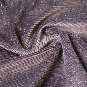 新到货中国工厂低最小起订量3D植绒黑色闪光亮片纺织品晚礼服