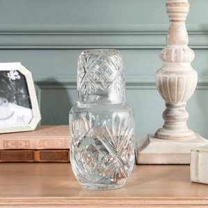 18.5Oz Cổ Điển Starburst Mô Hình Thủy Tinh Pitcher Cạnh Giường Ngủ Đêm Bình Thiết Lập Với Cốc Cho Trà Chậu & Ấm - Product Image 5