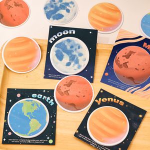 Cute Planet Series <b>Sticky</b> <b>Notes</b>, High-value Round Earth Moon Self-adhesive Notepad, Lovely Memo Labels for Students Daily - Product Image 1