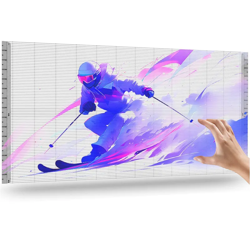 Durchsichtiger led-folienbildschirm klebend flexibel hochgradig individuell dünn geeignet für innenraum-werbung aufkleben vom glas