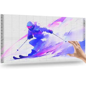 Adesivo de tela de filme LED transparente flexível de alta fina personalizado adequado para publicidade interna colado ao vidro