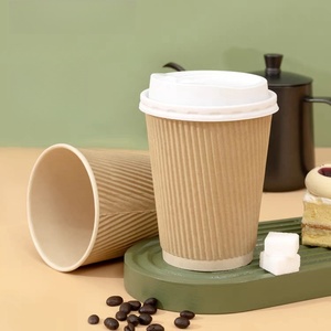 <span class=keywords><strong>Acheter</strong></span> à bas prix gobelets en papier jetables à triple paroi et à double ondulation pour le café et les boissons chaudes avec couvercles - Product Image 5