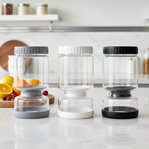 High Borosilicate Glass Modern Kitchen <strong>Pickle</strong> <strong>Jar</strong> with Strainer Flip Food Safe Storage - Product Image 4