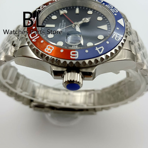 BLIGER 40mm plongée automatique hommes montre NH34 GMT cadran noir rouge GMT lettre jubilé <span class=keywords><strong>Bracelet</strong></span> rouge bleu Pepsi couleur céramique lunette - Product Image 5