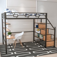 Lit superposé moderne en fer pour petits espaces, personnalisable avec rangement et barrière de sécurité, multifonctionnel, double, pour dortoir, hôtel, portable
