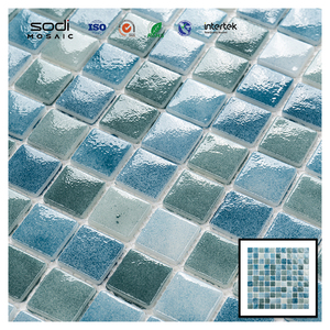 Mosaico decorativo moderno di vetro di Foshan per la finitura iridescente blu della piscina per l'hotel o la stanza per il progetto della Villa dell'appartamento - Product Image 4