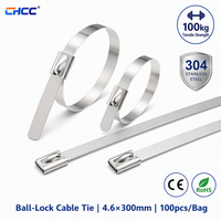 Attaches-câbles en acier inoxydable CHCC 304, 4,6*300 mm, robustes, autobloquantes, en métal, résistance à la traction de 100 kg, échantillon gratuit, CE RoHS