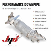 Tuyau d'échappement JYD compatible avec Honda Civic Type-R FK8 2.0T 2017-2021, downpipe catalyseur haute performance en acier inoxydable 304 avec bouclier thermique, style OEM, fixation par boulons