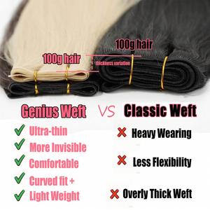 Factory Direct Remy Hair Super Double Drawn Body Wave Genius Weft Hair Extension 14A Honey Blonde Human Hair Genius Weft Bundles - Product Image 5