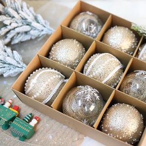 クリスマスボールペンダントハンギングオーナメントプラスチック8CM 9パックモダンシンプルデザインクリスマスツリーデコレーションホリデードレス - Product Image 2