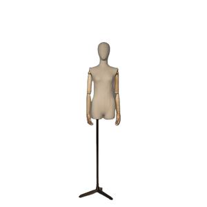 Robe de <span class=keywords><strong>Mannequin</strong></span> femme en tissu, <span class=keywords><strong>couture</strong></span>, lin, ajustable, avec tête, bras en bois - Product Image 1