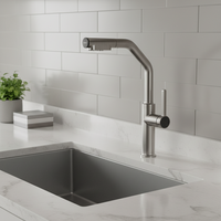 Robinet de cuisine à poignée unique en acier inoxydable chromé, design classique moderne, montage sur plan, douchette extractible pour hôtels