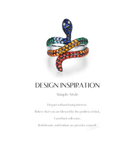 S925 <b>Silver</b> Snake <b>Ring</b> Pave <b>Set</b> With Colorful Crystals Black Rhodium Plated Unisex Cocktail <b>Ring</b> Luxury Animal Design - Product Image 3