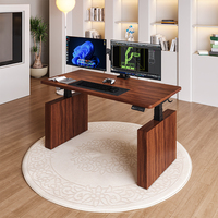 Bureau debout électrique modulaire 2026 moderne à double moteur, réglable en hauteur, avec tiroir et finition grain de bois