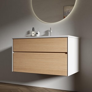 Ensemble de meubles de salle de bain intelligents modernes 800mm-1000mm avec miroir LED, étanche IP54, unité de lavabo à fermeture douce DTC, fixation murale - Product Image 3