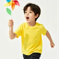 YCAN 79000B Kaos Anak Unisex 180g Katun Murni Kasual Polos Kerah Bulat Lengan Pendek Regular Fit Kaos Polos Penyerap Keringat Anti UV
