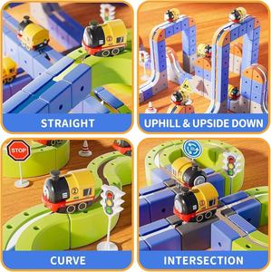 Bloques de Construcción Magnéticos, Pistas, Juguete de Coche Mágico, Ensamblaje DIY, STEM Educativo, Riel de Plástico, <span class=keywords><strong>Tren</strong></span>, Cubo, Juego de Juguetes de Encaje para Niños de 3+ Años - Product Image 4