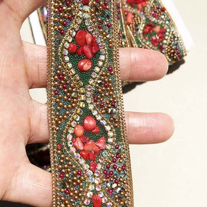 Sabuk Bohemian buatan tangan Diy renda Iron-on Rhinestones manik-manik etnik berlian pita batu permata Strip renda pemangkasan dengan halaman - Product Image 3