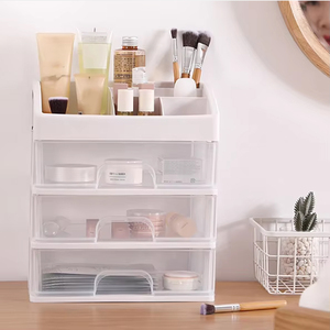 Bán buôn đa chức năng nhựa trong suốt Máy tính để bàn ngăn kéo 3 lớp trang điểm tổ chức mỹ phẩm lưu trữ đồ trang sức hộp container - Product Image 3