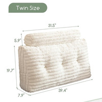 Tête de lit triangulaire Wedge Oreiller cylindrique Remplissage en mousse à mémoire Lit de jour Assis Lecture Travail Couverture amovible Oreiller compensé