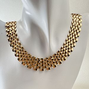 Ensemble de bijoux 2 pièces pour femme : Collier ras-du-cou et boucles d'oreilles longues, style punk, plaqué <span class=keywords><strong>or</strong></span>, <span class=keywords><strong>maille</strong></span> creuse, chaîne à maillons, inspiré de la mode européenne et américaine - Product Image 3
