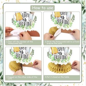Décorations <span class=keywords><strong>de</strong></span> Baby Shower Thème 'Baby Brewing' et 'Beer' avec Verdure, 8 Pièces <span class=keywords><strong>de</strong></span> Centres <span class=keywords><strong>de</strong></span> Table en Papier Nid d'Abeille, pour Intérieur/Extérieur, Fête <span class=keywords><strong>de</strong></span> Révélation du Sexe - Product Image 2