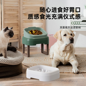 Gamelle anti-étouffement pour chien Jin Xing avec support, pour chiens de taille moyenne à grande, en plastique vert. - Product Image 2