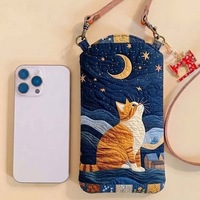 Tas Selempang Bordir Peiquan Model Baru 3D Digital Printing, Tas Ponsel Portabel dengan Tali Gantung