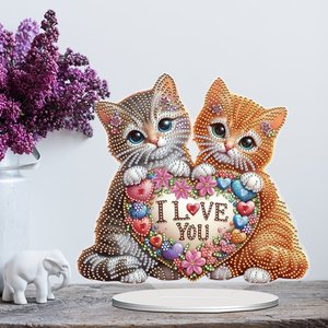 Handpainted Animal Subject Acrylic Love Cats 5D DIY <strong>Hobby</strong> <strong>Craft</strong> Ornament - Product Image 4