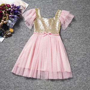 Robe d'été pour bébé fille, style américain, à col halter, en tissu à sequins et dentelle, ornée de fleurs, best-seller - Product Image 2