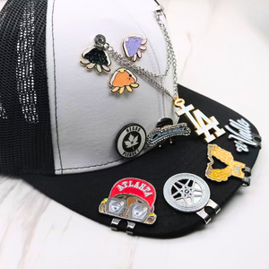 Brim Clip lễ hội Câu lạc bộ <span class=keywords><strong>Texas</strong></span> golf lớn mũ vàng Phụ kiện thể thao kinh dị xe tải ngọc trai kim loại cao bồi Anime Mũ bóng chày chân - Product Image 6