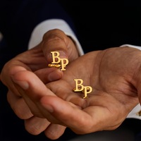 Personnalisé Anglais Lettre Logo En Acier Inoxydable Boutons De Manchette Pince À Cravate Costume D'affaires Accessoires En Métal Artisanat Cadeaux Personnalisation