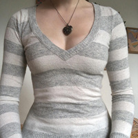 Top corto de punto a rayas Y2k Hada Grunge estética mujer Otoño Invierno cuello en V manga completa camiseta Vintage Harajuku 2000S ropa