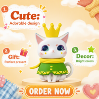 Figurine de collection en PVC Chat Royal Fantaisie, jouet artistique, poupée chaton mignonne, cadeau, en stock, personnalisation OEM, vente en gros d'usine