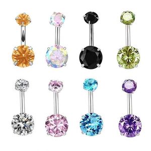 Anillo para Ombligo Gaby Basic, Certificado ASTM, Acero Inoxidable 316L, Zirconia Cúbica de Corte Brillante de Cuatro Puntas, Plateado, Sin Níquel ni Plomo - Product Image 2