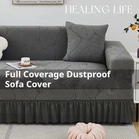Housse de canapé extensible en polaire, jacquard avec jupe à volants, protection de meubles résistante à l'usure pour salon, vente en gros