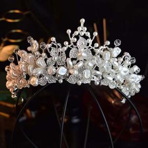 Sang Trọng Handmade Mạ Hợp Kim Vương Miện Baroque Chuỗi Ngọc Trai Wedding Phụ Kiện Tóc Cho Phụ Nữ Cho Ngày Kỷ Niệm Và Engagements - Product Image 3