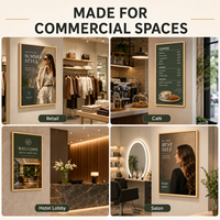 Écran LCD HD mural avec cadre en bois, moniteur numérique LED, signalisation numérique publicitaire pour les lieux commerciaux intérieurs