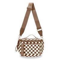 Nouveau sac à bandoulière pour femme, sac à main tendance et élégant, polyvalent, en tissu, grande capacité, en forme de coquille, à carreaux, imperméable, avec fermeture éclair