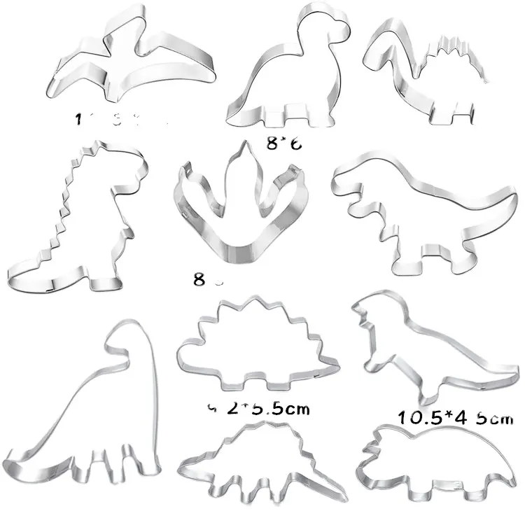 Juego de cortadores de galletas en forma de dinosaurio, Mini moldes de acero inoxidable para galletas, para hornear más formas para pastel, pastelería, decoración de vacaciones