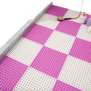 Tapis de douche antidérapant en PVC, motif géométrique carré, tapis de bain pour salle de bain, drainage, rose, blanc, gris, bleu, vert, jaune, design moderne - Product Image 5