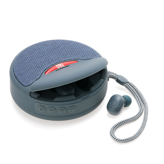 New 2 In1 BT5.0 Wireless Speaker High Quality Sound Stereo Audio Tws Portable Speaker With Earbuds Led Lighting